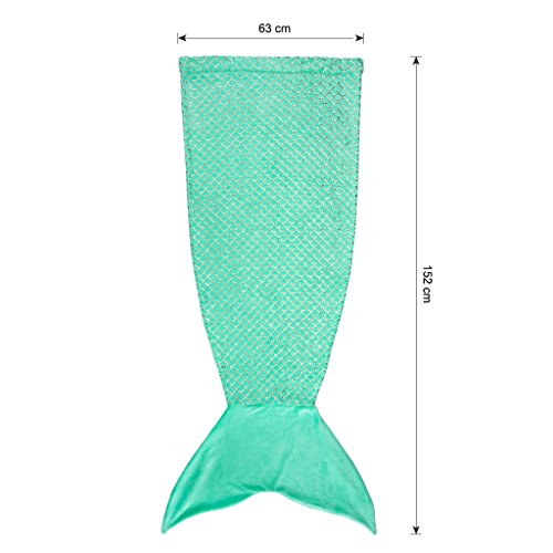 LANGRIA Manta Sirena para Adultos con Escamas Doradas Tejido Franela Suave No Irrita la Piel Cálida Transpirable para Dormir Siesta Sofá Cama - Especial Regalo Cumpleaños (63.5 x 150 cm Verde Aguamarina)