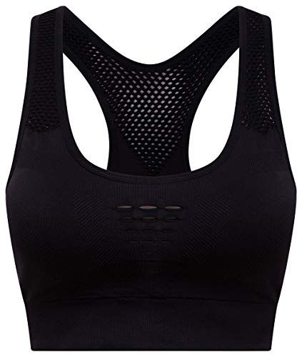 Sundried dames Sportbeha High Impact Workout Wear Gym Hardlopen Yoga CrossFit Hardlopen (Zwart, S)