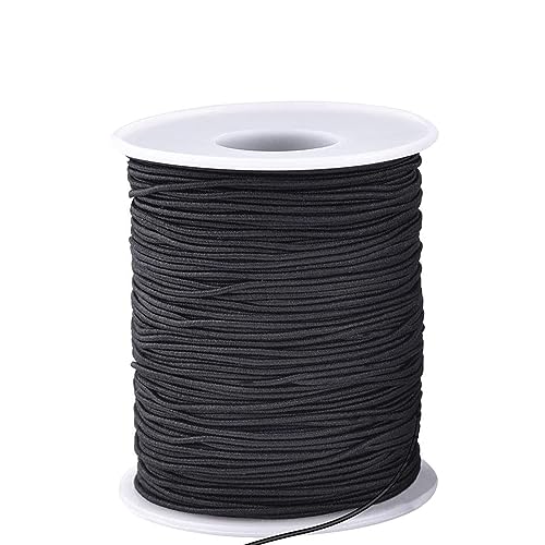 LUSTEMBER Elastic String for Bracelets 1 mm x 110 Yards Sturdy Stretchy Elastic Cord for Jewelry Making Necklaces Beading - Black