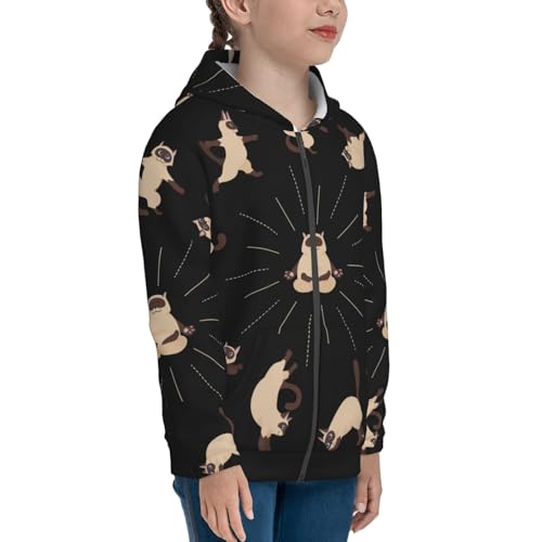 Cats Yoga Kid Hoodies Boys Zip Up Sweatshirts Girls Pullover with Pocket4