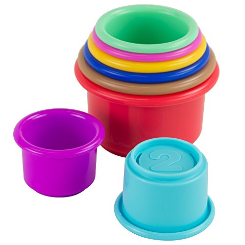 LAMAZE - Pile And Play Stacking Cups - Zestaw zabawek do układania i układania - kubki do układania dla niemowląt - kolorowe zabawki dla niemowląt, wielokolorowe, od 0 miesięcy +