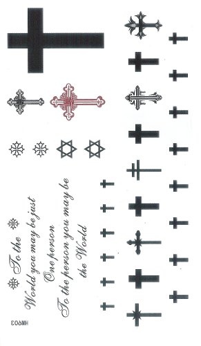 Cincoworld King Horse Temporary Body Tattoos for Kids, Children, Men, Women, Boys and Girls (Beautiful Pious Religious Crosses and Little Pentagons, Modern Art, Upper Arm, Chest, Leg, Back Tattoo)