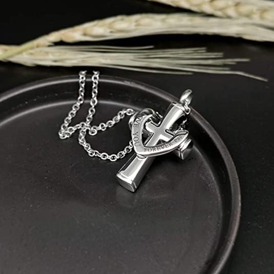 Cremation Cross Urn Necklace for Ashes Love You Forever Dad/Mom/Papa/Son Stainless Steel Urn Pendant Ashes Holder Memorial Jewelry - Image 3