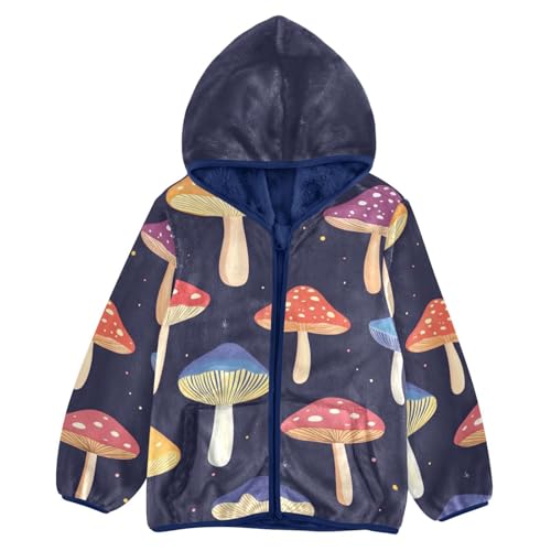 Magic Mushroom Girls Fleece Jacket Girls Fall Jacket Girls Zip Up Hoodie Girls Sherpa Jacket 2-10T