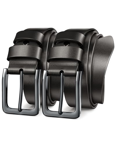 Image of Mens Dress Belt,Genuine Casual Leather Belts for Men 1.5 inch Width