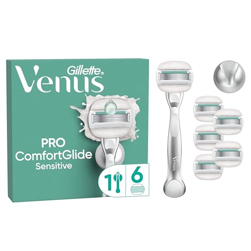 Gillette Venus Rasoio Donna ComfortGlide Sensitive Per Rasoio A 5 Lame, 1 Manico + 6 Lamette Donna