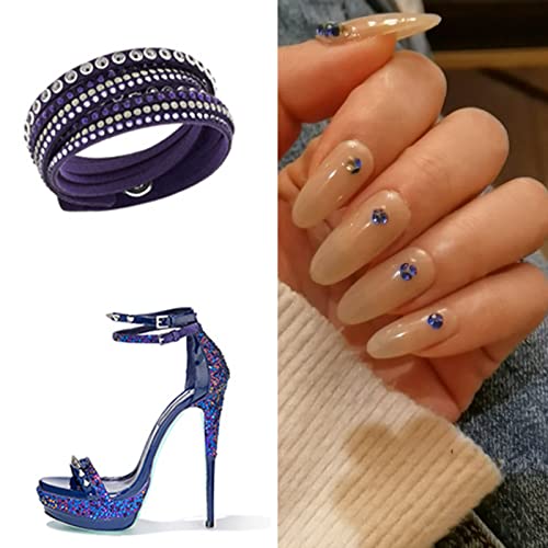 Image of Beadsland Flat Back Crystal Rhinestones, Purple Velvet, SS20, 2880pcs | Flatback Glass Gems, 4.6-4.8mm, for Nail Art Craft, Glue Fix