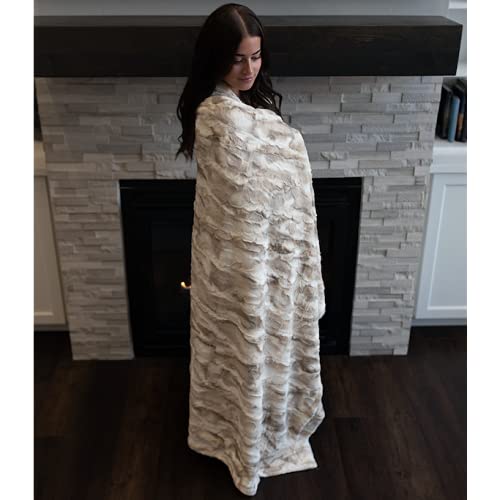 Graced Soft Luxuries Oversized Throw Blanket Warm Elegant Softest Cozy Faux Fur Home Throw Blanket 60" X 80", Marbled Ivory #TOP4