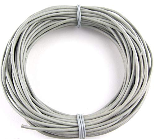 Gray Round Leather Cord 1 mm 10 Meters (11 Yards)