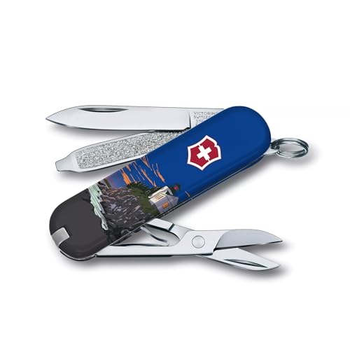Image of Victorinox Classic SD Swiss Army Knife, Acadia National Park | 7-Function Swiss Mini Knife, Small Blade, Nail File, Screwdriver, Key Ring, Swiss Made, Compact EDC for Keys and Bags