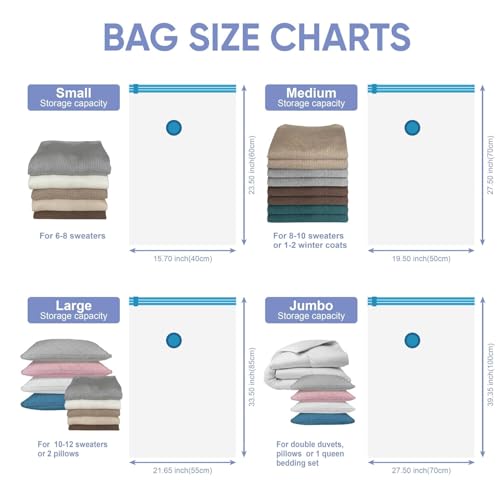 Image of PA,PE Vacuum Storage Bags with Electric Air Pump, 12 Medium (27.5x19,5in), Space Saver Bags with Pump, Storage Vacuum Sealed Bags for Clothes, Comforters, Blankets, Bedding, Black