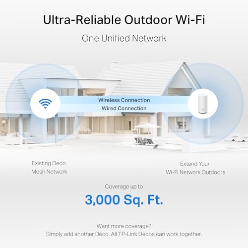 Image of TP-Link Deco 7 Outdoor BE65 BE11000 Tri-Band Wi-Fi 7 Mesh Extender | Up to 3,000 sq.ft, 2 * 2.5G PoE+ Ports, IP65 Waterproof | Multiple Mount Options | 6 GHz, MLO, Homeshield, 320 MHz, AI-Roaming