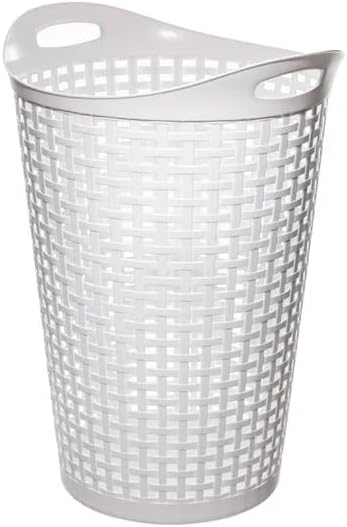 Flexible Laundry Basket，Round Flexible Plastic Hamper for Clothes, Bedroom, and Storage - Portable Bin with Carry Handles,White