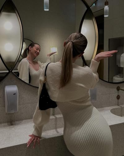 CIDER 2 Piece Sweater Dresses for Women Winter Slit Long Sleeve Womens Midi Dress Pullover Bodycon Wedding Guest Outfits3