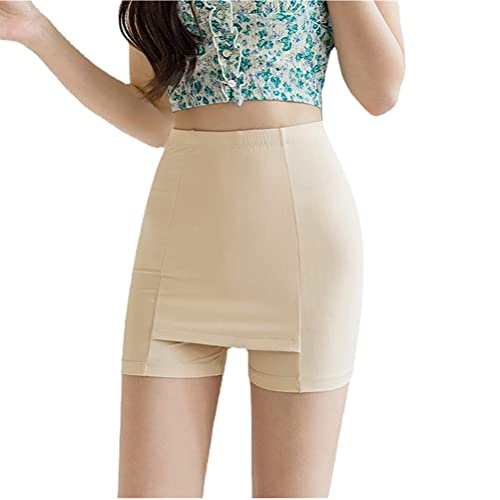 CeFurisy Panties for Women, Double-Layer Front Crotch Elastic Ice Silk Bottoming Shorts Seamless Ladies Safety Panties