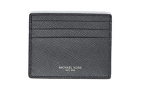 Michael Kors Mens Slim Leather Card Case Wallet (Grey Saff)