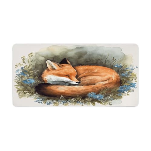 Alfombrilla para escritorio A Sleeping Fox grande de goma