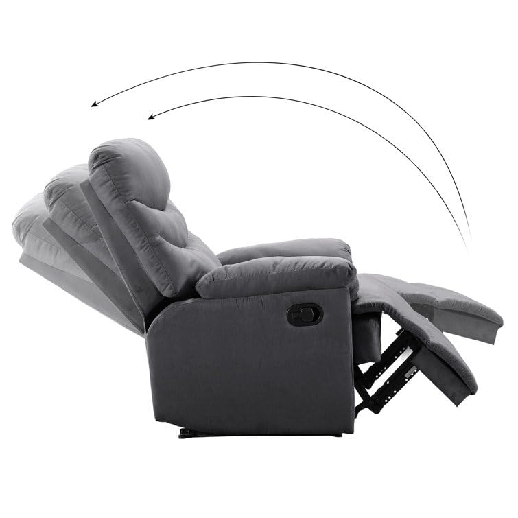 Image of Torque - Valencia 1 Seater Fabric Manual Recliner | Recliner Sofa /Chair for Living Room, Bedroom, Office (Grey) | 1 Year Warranty