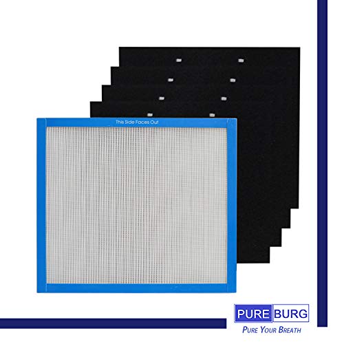 PUREBURG Replacement True HEPA Filter Kit Compatible with HoMedics Total Clean AF-10 AP-15 AR-10 Air Purifiers, Part Number AF-10FL AP-15CRF AF-15,H13 Activated carbon Air Clean Dust VOCs, 1+4