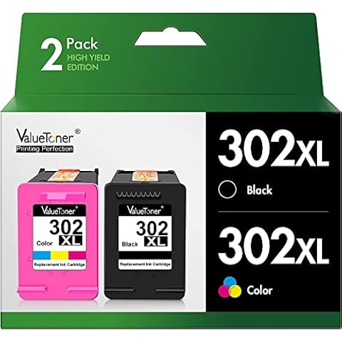 Valuetoner 302XL High Yield Remanufactured for HP 302 Ink Cartridges for Officejet 3830 3831 3832 3834 4650 4654 4658 DeskJet 1110 2130 2132 3630 3632 Envy 4520 4522 4524 (Black Color, 2-Pack) Cover