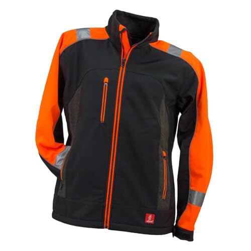 Urgent Softshell Arbeitsjacke GL-8364 wasserdicht Winddicht atmungsaktiv isoliert isolierter Reißverschluss Funktionsjacke Herren Outdoor Trekking Jacke elastisch schwarz mit orangen Elementen; (XL)
