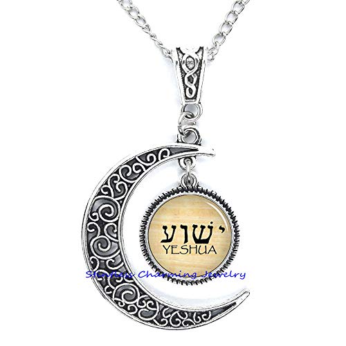 stintless charming Jewelry YHWH & Yeshua Necklace Pendant,Hebrew Pendant Charm,Tetragrammaton Pendant Necklace,Art Glass Dome Pendant,Bridesmaid Gift Birthday gift-JV198