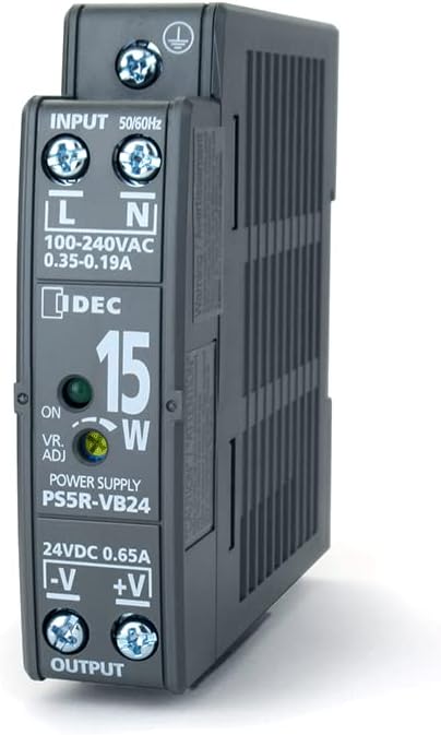 IDEC PS5R-VB24 0.35-0.19 AMP, 0.65 AMP, 100-240 VAC Input, 15 W, 24 VDC Output, 50/60 HZ, DIN Rail Mount, Power Supply