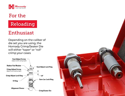 Hornady Custom Grade New Dimension 2-Die Set, 243 Win (.243) (546244) - Caliber Specific Reloading Equipment For Handloaders With Full Length Sizer Die, Seating Die, Sure-Loc Rings, & Storage Box #TOP6