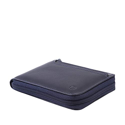 Carteira Masculina Porta CNH Couro Legítimo Fechamento Zíper 188 (Azul marinho)