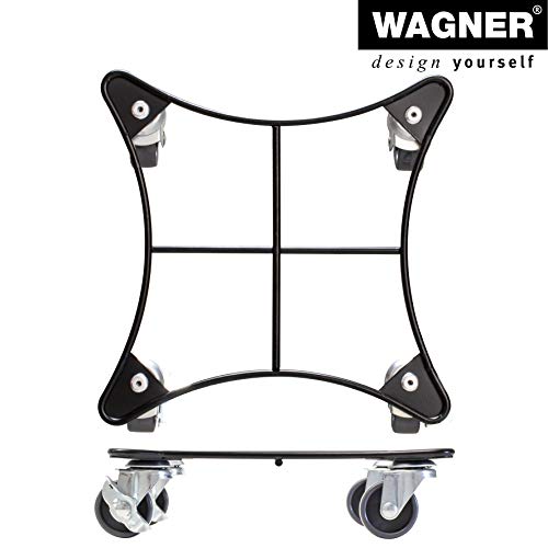 Wagner Pflanzenroller Retro Style 22 x 22 x 5,5 cm I Pflanzenroller für Innenbereich + Außenbereich I Blumenroller und Kübelroller aus Stahl, schwarz beschichtet I Tragkraft 60 kg - 20094001