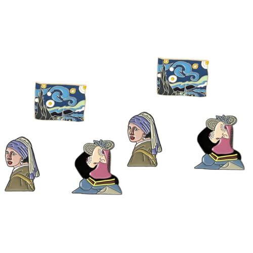 DEARMAMY 2 Juegos Broche De Pintura Al Óleo De Vincent Van Gogh Alfiler Clavijas Broche Para Hombre Bueno Pinzas Para La Ropa Atar Pantalón Patas Broches Material De Aleación 3 Piezas * 2