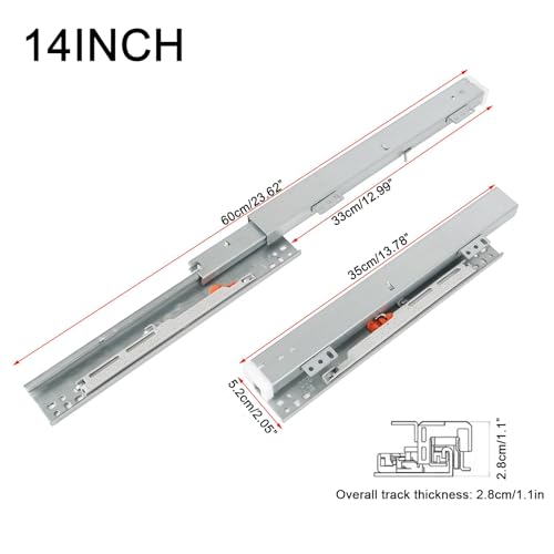 Correderas de montaje inferior de 35cm y guías de triple extensión 5