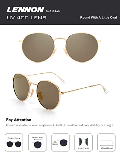 Image of CGID Retro Round Polarized Sunglasses Mens Womens Circle Metal Hippie Shades UV400 Protection E01