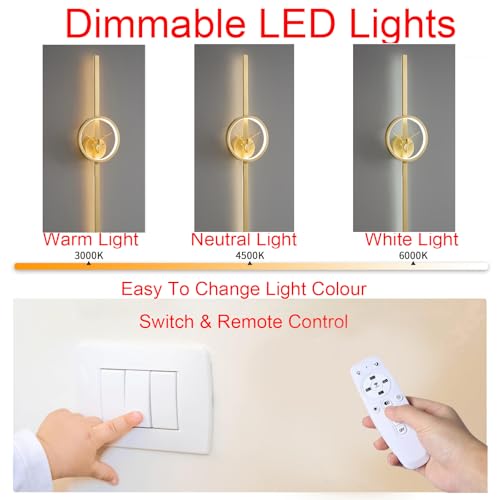 Aplique de pared LED de 80cm interior regulable con mando lampara acrilica 3