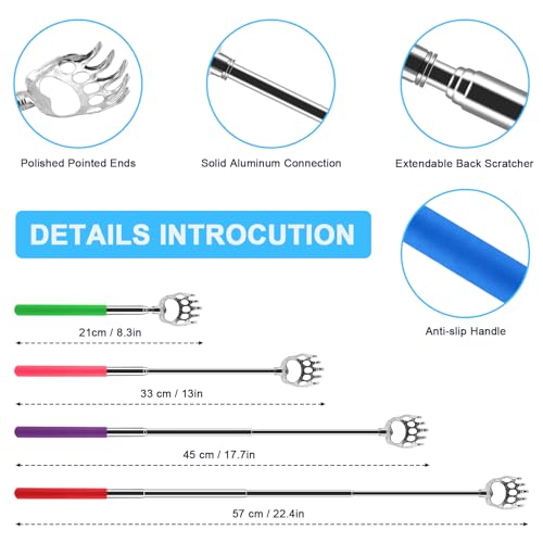NICEMOVIC 12 Pack Extendable Bear Claw Back Scratcher Bulk, Stocking Stuffers for Men Women Kids, Portable Telescoping Metal Back Massager Tool Novelty Idea Prizes Gifts for Birthday/Festival/Party - Image 3