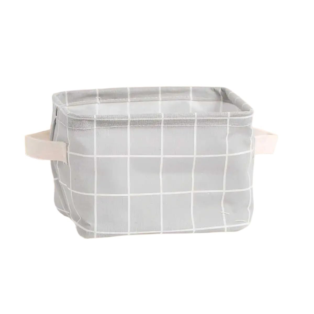 XINXIYUAN Multifunctional Printed Cotton And Linen Desktop Storage Box With Handle Small Fresh Fabric Basket To Organize Sundries(Light Grey)