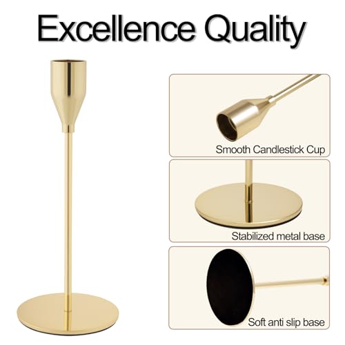 ECHFSM Gold Tall Taper Candle Holders,Set of 15,Modern Metal Candlestick Holders, Wedding Table Centerpiece,Mantel Decor, Elegant Home Dinner Party Housewarming Anniversary Festival Decorations by ECHFSM - Image 3