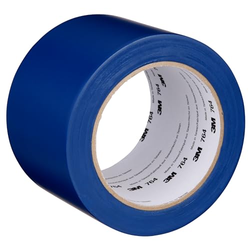 Image of 3M Vinyl Tape 764, General Purpose, 3 in x 36 yd, Blue, 1 Roll, Light Traffic Floor Marking Tape, for Social Distancing, Color Coding, Safety, Bundling