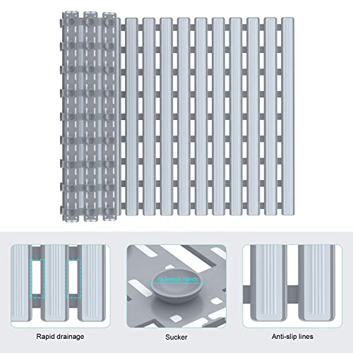 Bath Mat And Shower Mat, 15.7"-24.8"/40-63Cm (Grey) Bathtub Mat Non Slip,Bathtub Mat Bpa Free Bathroom Accessories,To Keep Floor Clean,Machine Washable. #TOP4