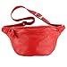 modamoda de - T77 - Italian hip bag, bum bag medium made of soft leather (Red)