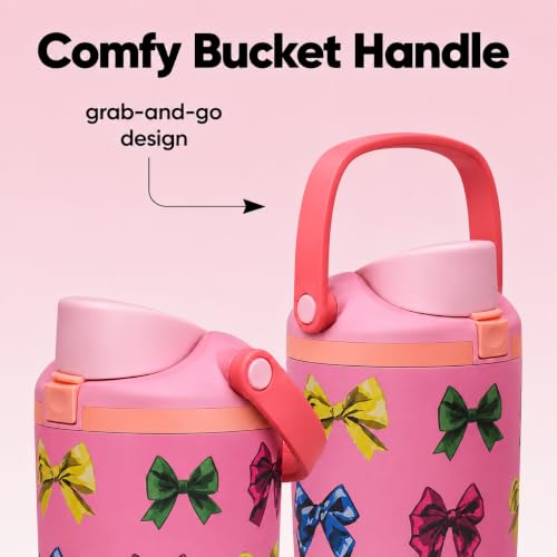 Image of HomeCloud 900ML Stainless Steel Water Bottle - Double-Wall Vacuum Insulated, Leakproof Straw Lid, BPA-Free Reusable Travel Flask with Two-Way Spout for Gym, Office & Outdoor Use (Pink Multi)