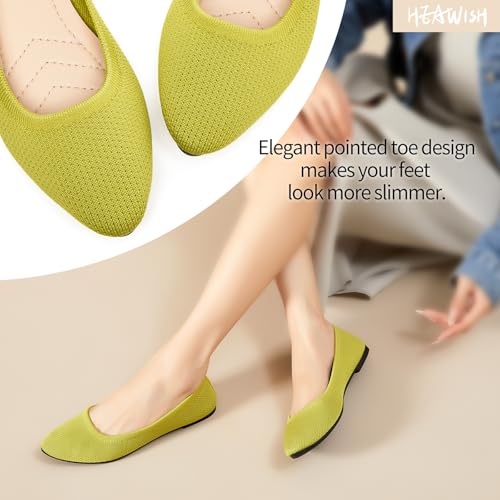 Image of Women's Ballet Flats Shoes Comfortable Mesh Pointed Toe Slip On Dress Shoes | Breathable knit, Memory insole, Lightweight & flexible, Slip-on style, Perfect for daily wear