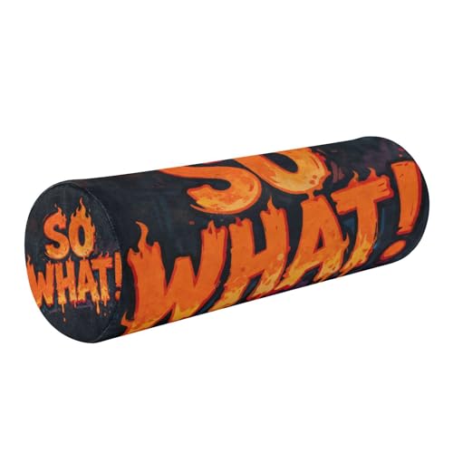 linqin Almohada de cuello cilíndrico con funda lavable, diseño contorneado para un apoyo óptimo del cuerpo, diseño de texto en llama
