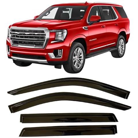2021-2025 Tape-On Side Window Visor Deflectors for Chevrolet Tahoe (Chevy) & Compatible with GMC Yukon 2022 2023 2024 Smoke Tinted Rain Guards Cover