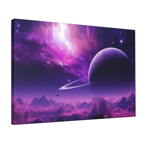 Planète mystique toile murale violette YoupO pour chambre à coucher cosy