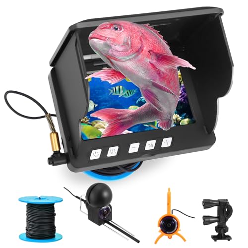 Fish Finder Camera IPS Full perspective Infrared Night Vision Camera 4.3inch HD IPS Display & 30M Video Cable Underwater Fishing Camera for Ice River and Boat Kayak Fishing