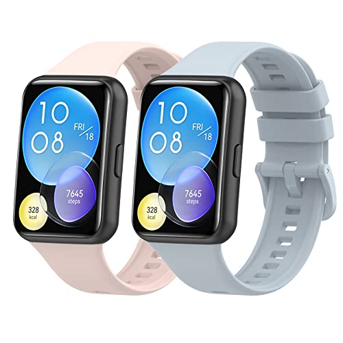MIJOBS 2 Stück Armband Kompatibel für Huawei Watch Fit 2 Silikonarmband Herren Damen Sportarmband Uhr Ersatzarmband Zubehör für Uhr Huawei Watch Fit 2/Active/Elegant/Classic