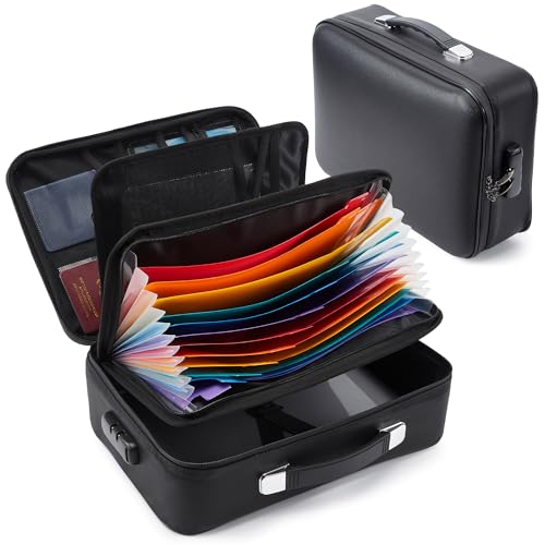 Fireproof Document Box, Hard Case Waterproof Fire Safe File Box with Lock, Portable Fire Proof