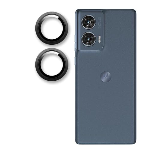 Image of Amazon Brand - Solimo Camera Glass Lens Protector Ring for Motorola Edge 50 Fusion Case Friendly with Edge to Edge Coverage and Easy Installation (Black)