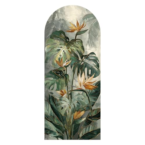 Image of PAPER PLANE DESIGN Tropical Arch Wall Mural - Peel & Stick Banana Leaf & Bird of Paradise Wallpaper - Waterproof Self Adhesive Canvas Texture for Bedroom, Living Room & Entryway, 6ft x 2.5ft (B)